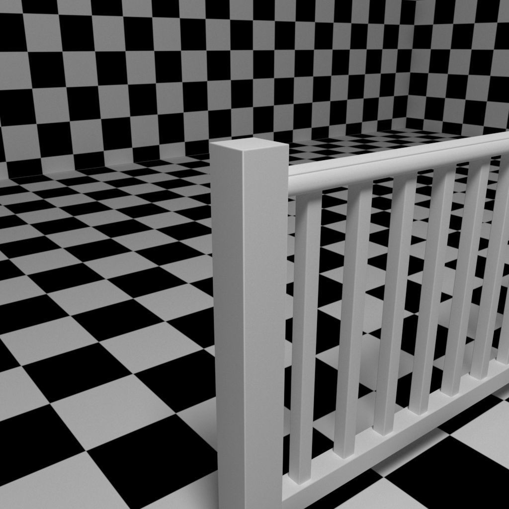 Exterior Railing - White Vinyl - Style 1 3D model_2