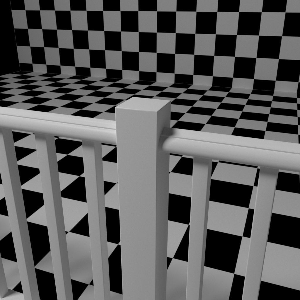 Exterior Railing - White Vinyl - Style 1 3D model_4