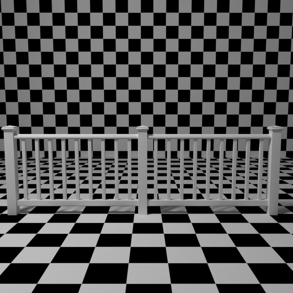 Exterior Railing - White Vinyl - Style 2 3D model_8