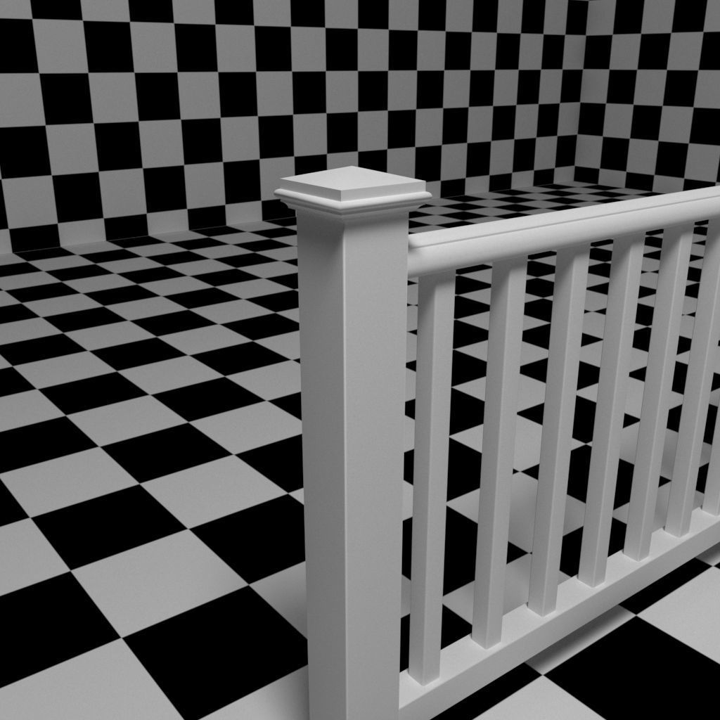 Exterior Railing - White Vinyl - Style 2 3D model_2