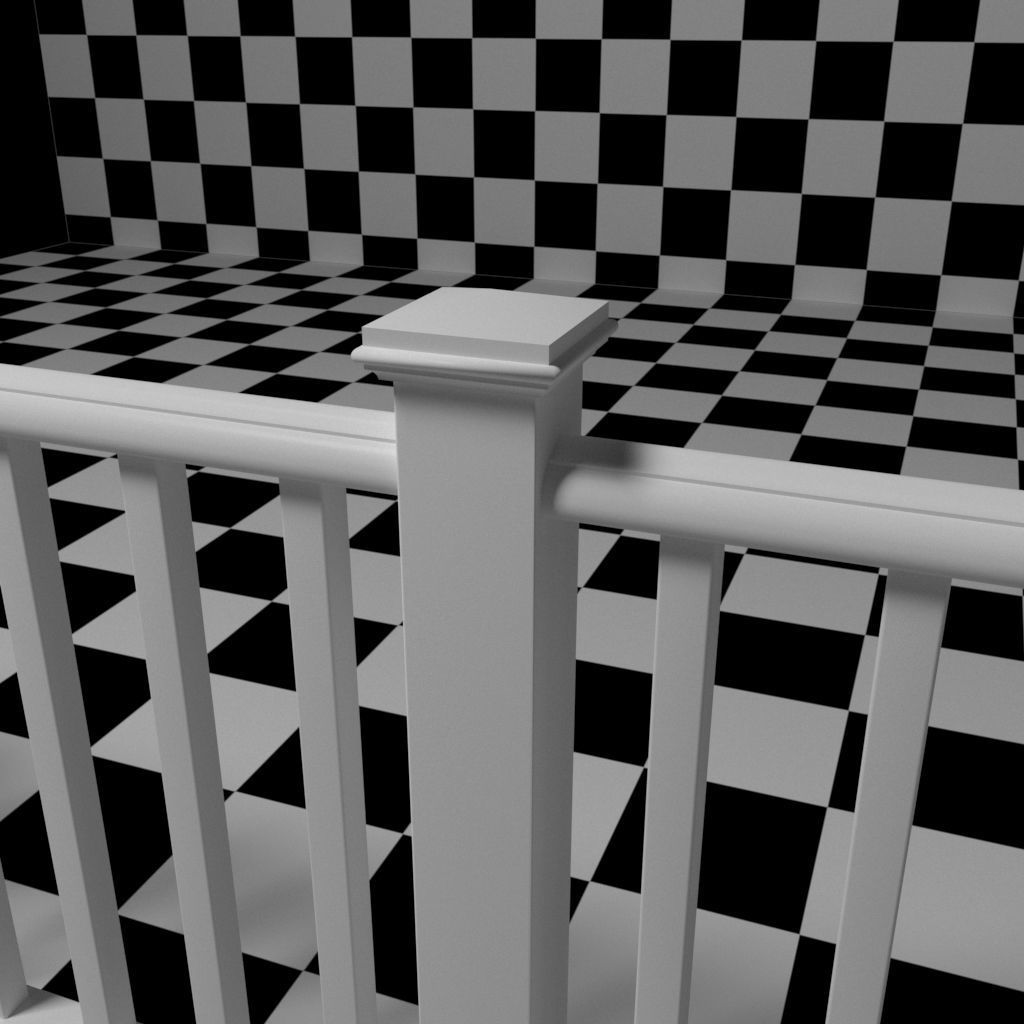 Exterior Railing - White Vinyl - Style 2 3D model_4