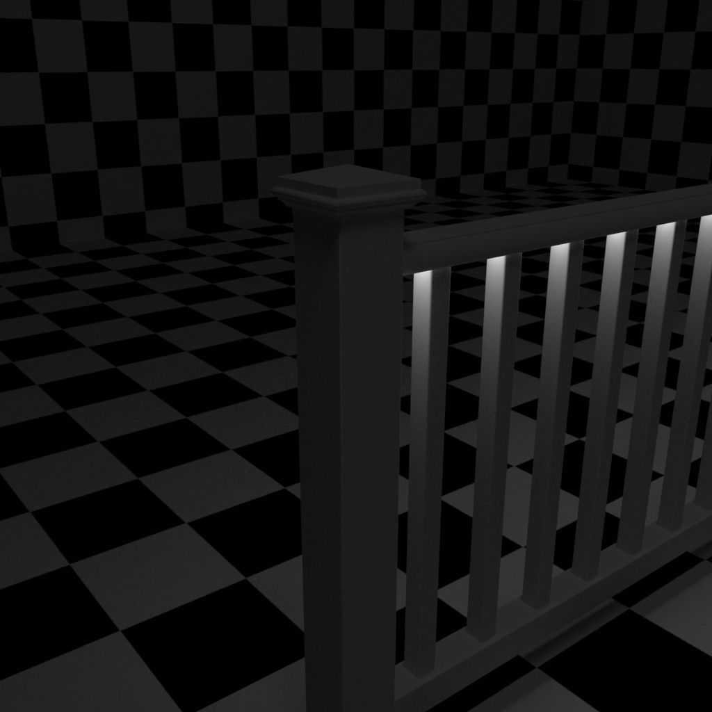 Exterior Railing - White Vinyl - Style 2 3D model_12