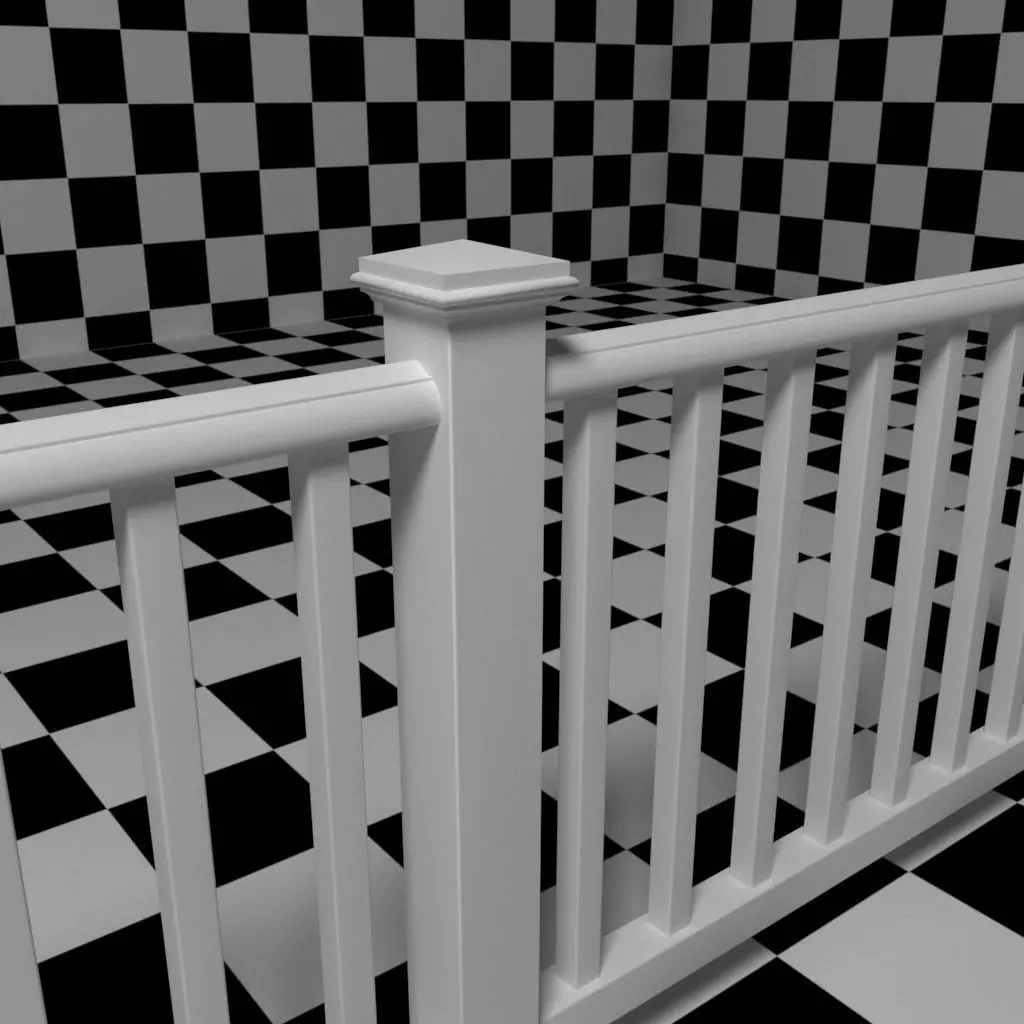 Exterior Railing - White Vinyl - Style 2 3D model_0