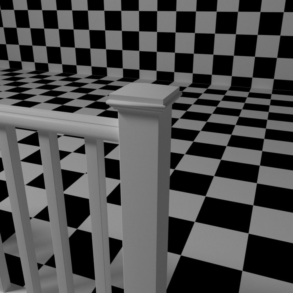 Exterior Railing - White Vinyl - Style 2 3D model_6