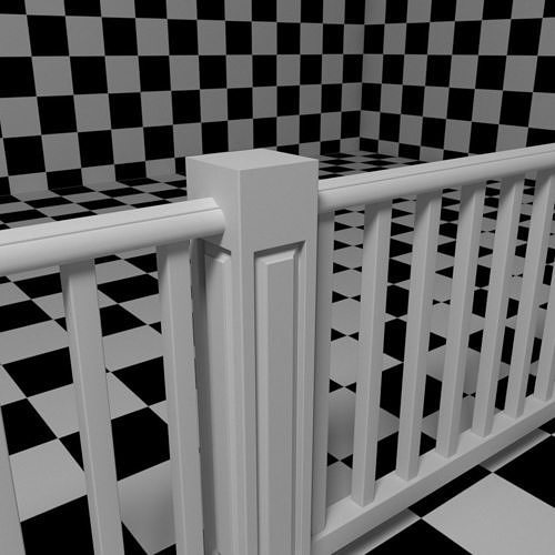 Exterior Railing - White Vinyl - Style 4 3D model