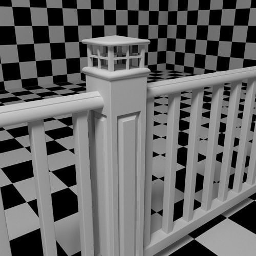 Exterior Railing - White Vinyl - Style 6 3D model