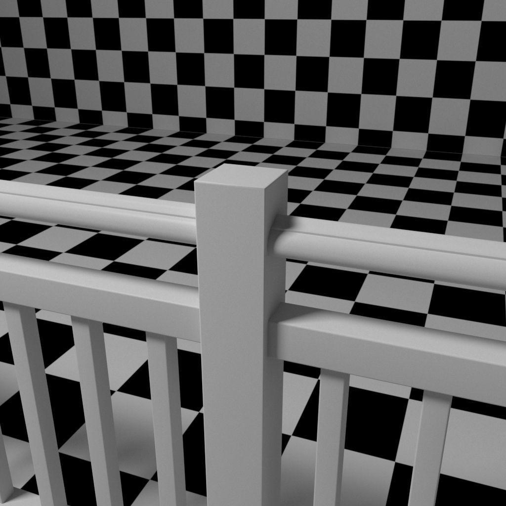 Exterior Railing - White Vinyl - Style 7 3D model_4