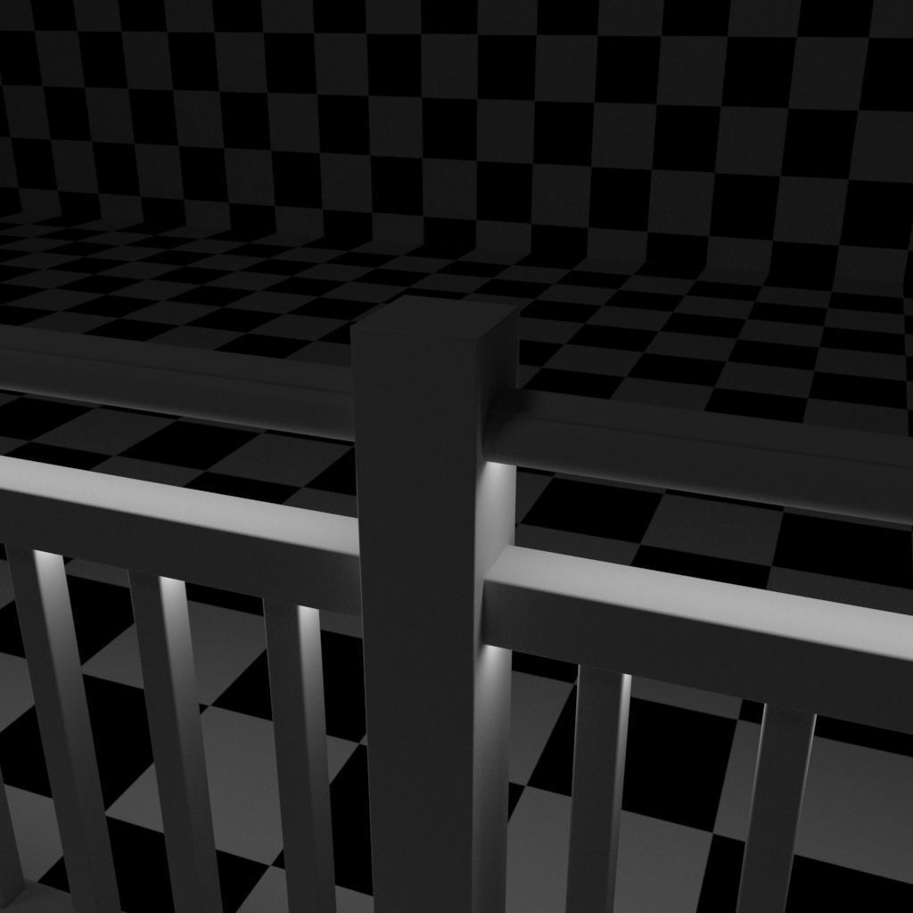 Exterior Railing - White Vinyl - Style 7 3D model_14