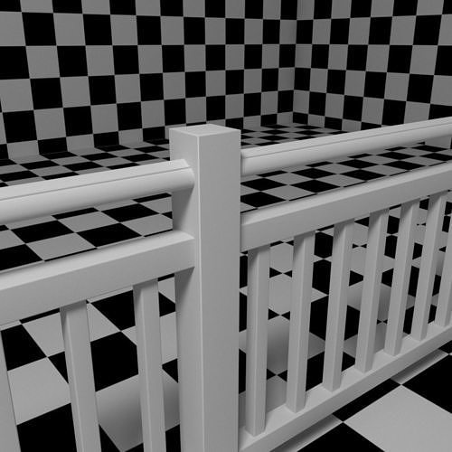 Exterior Railing - White Vinyl - Style 7 3D model