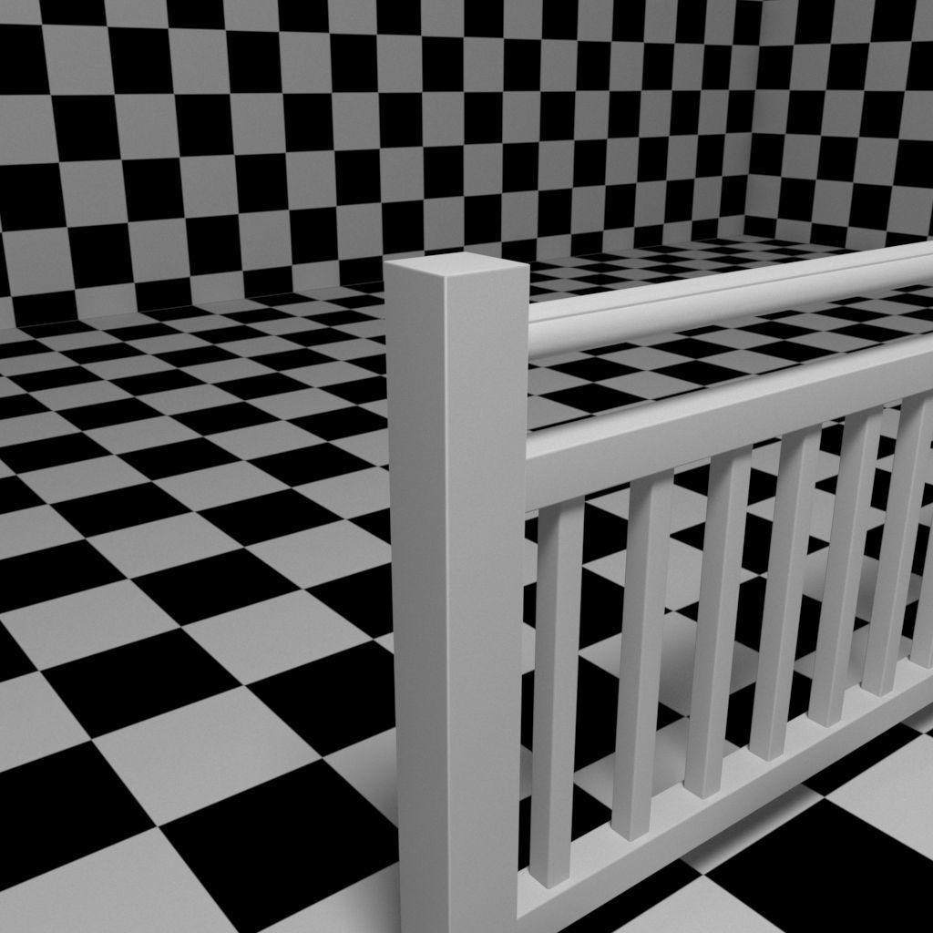 Exterior Railing - White Vinyl - Style 7 3D model_2