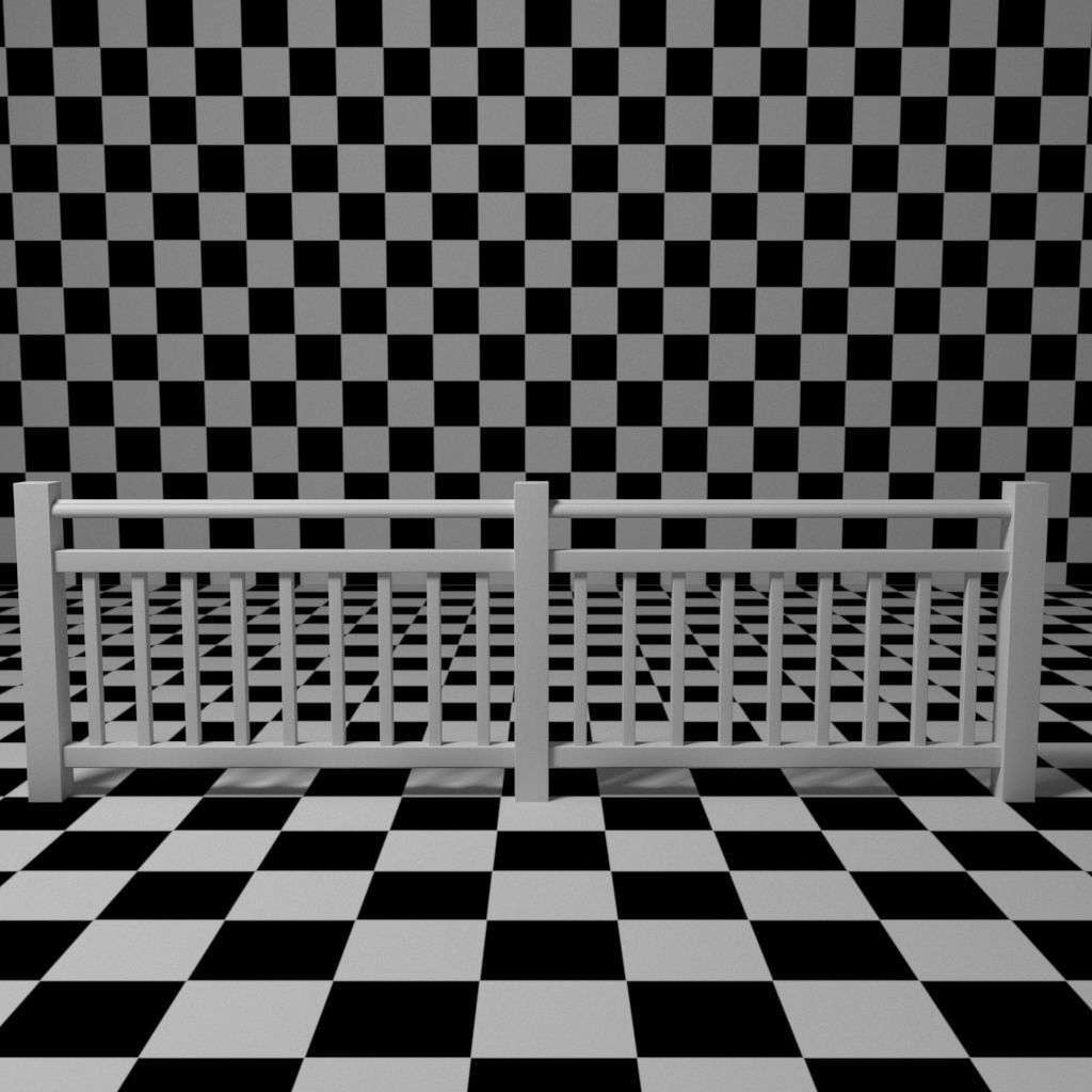 Exterior Railing - White Vinyl - Style 7 3D model_8