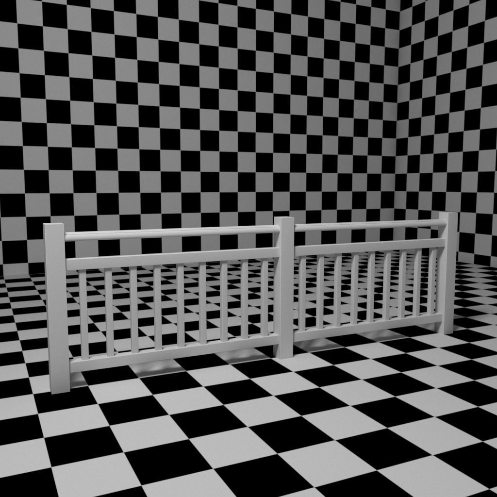 Exterior Railing - White Vinyl - Style 7 3D model_9