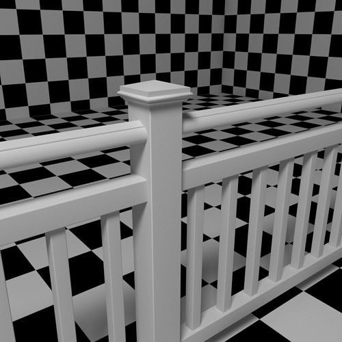 Exterior Railing - White Vinyl - Style 8 3D model
