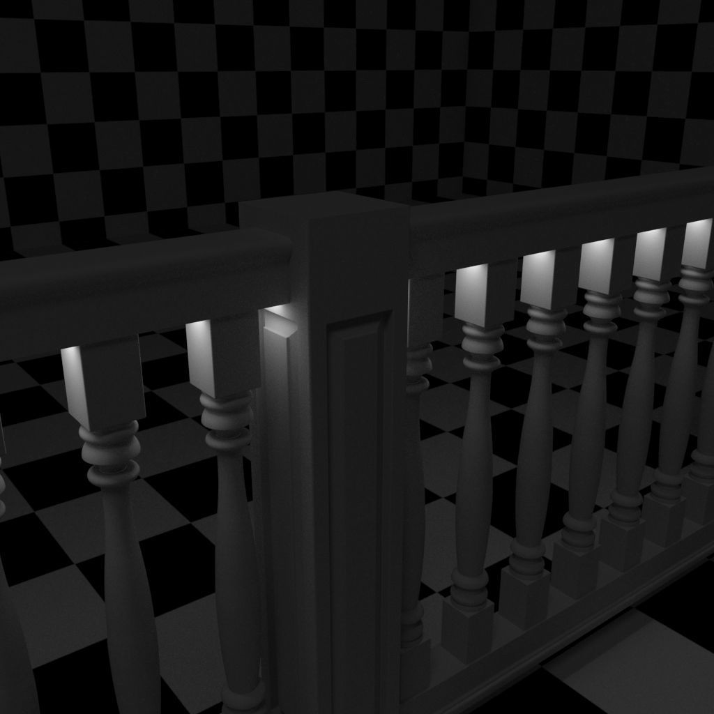 Exterior Railing - White Vinyl - Style 10 3D model_10