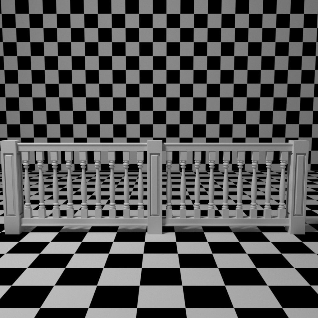 Exterior Railing - White Vinyl - Style 10 3D model_8