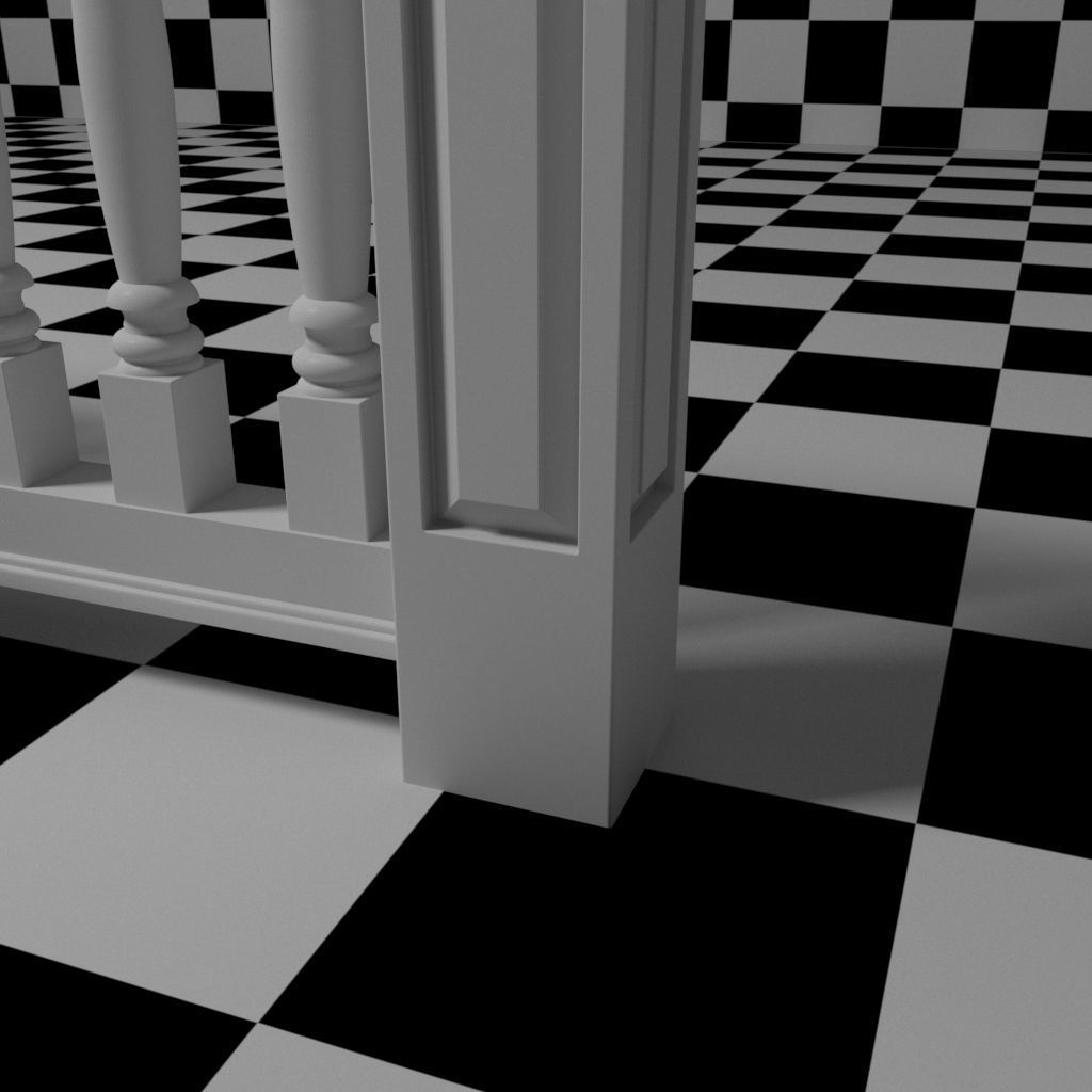 Exterior Railing - White Vinyl - Style 10 3D model_7