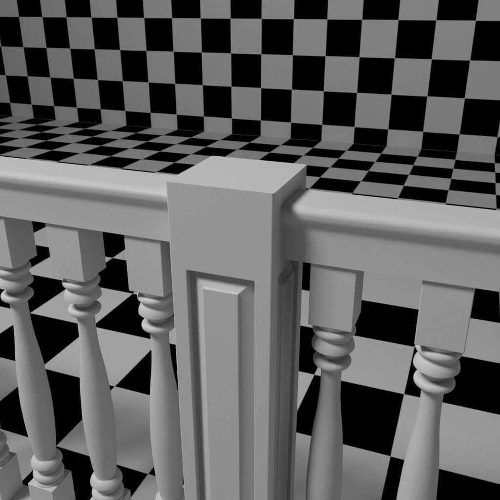 Exterior Railing - White Vinyl - Style 10 3D model_4