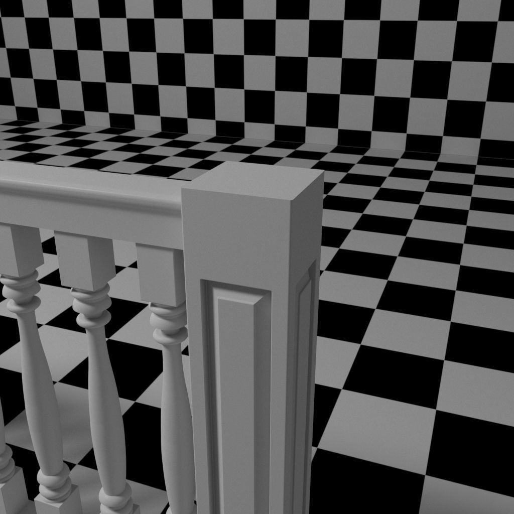 Exterior Railing - White Vinyl - Style 10 3D model_6