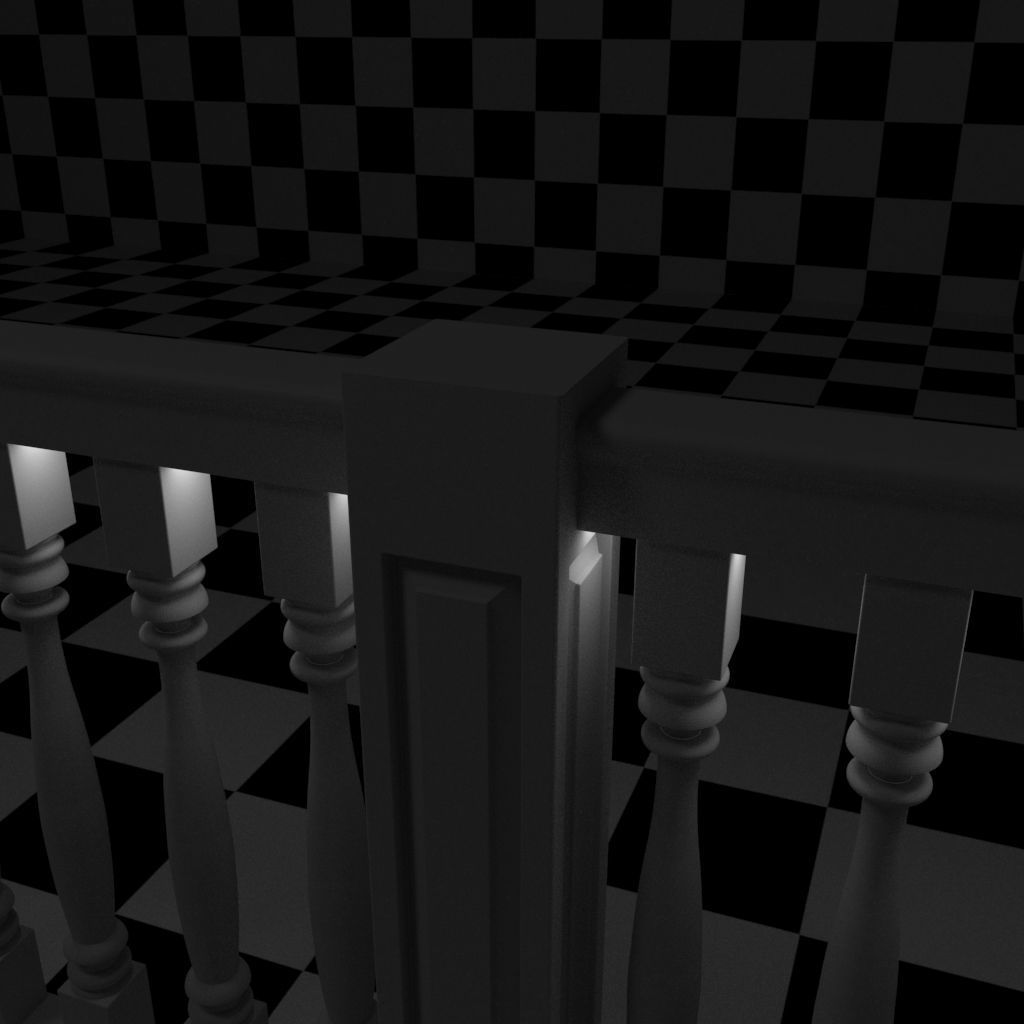 Exterior Railing - White Vinyl - Style 10 3D model_14