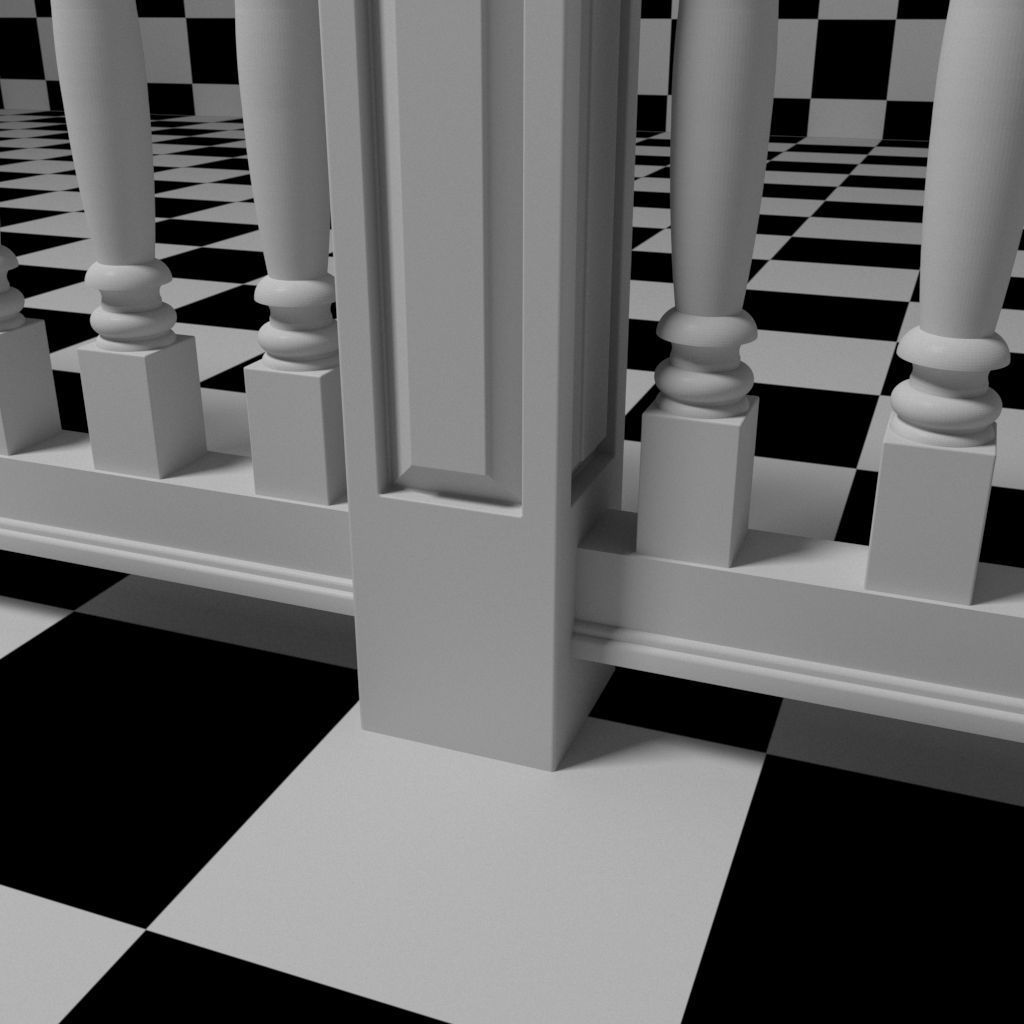 Exterior Railing - White Vinyl - Style 10 3D model_5