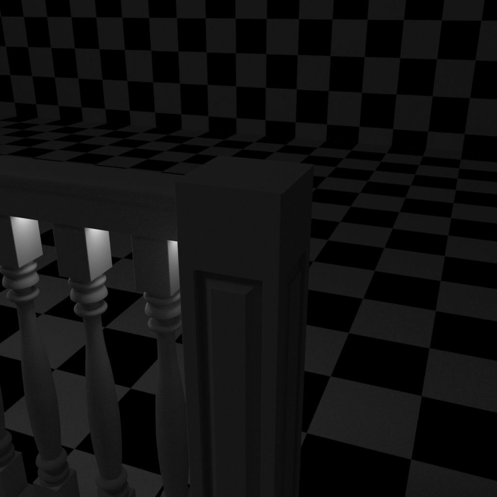 Exterior Railing - White Vinyl - Style 10 3D model_16