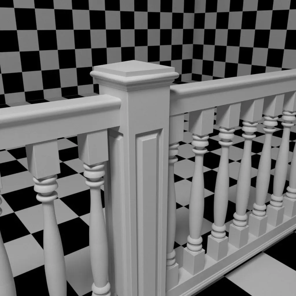 Exterior Railing - White Vinyl - Style 11 3D model_0