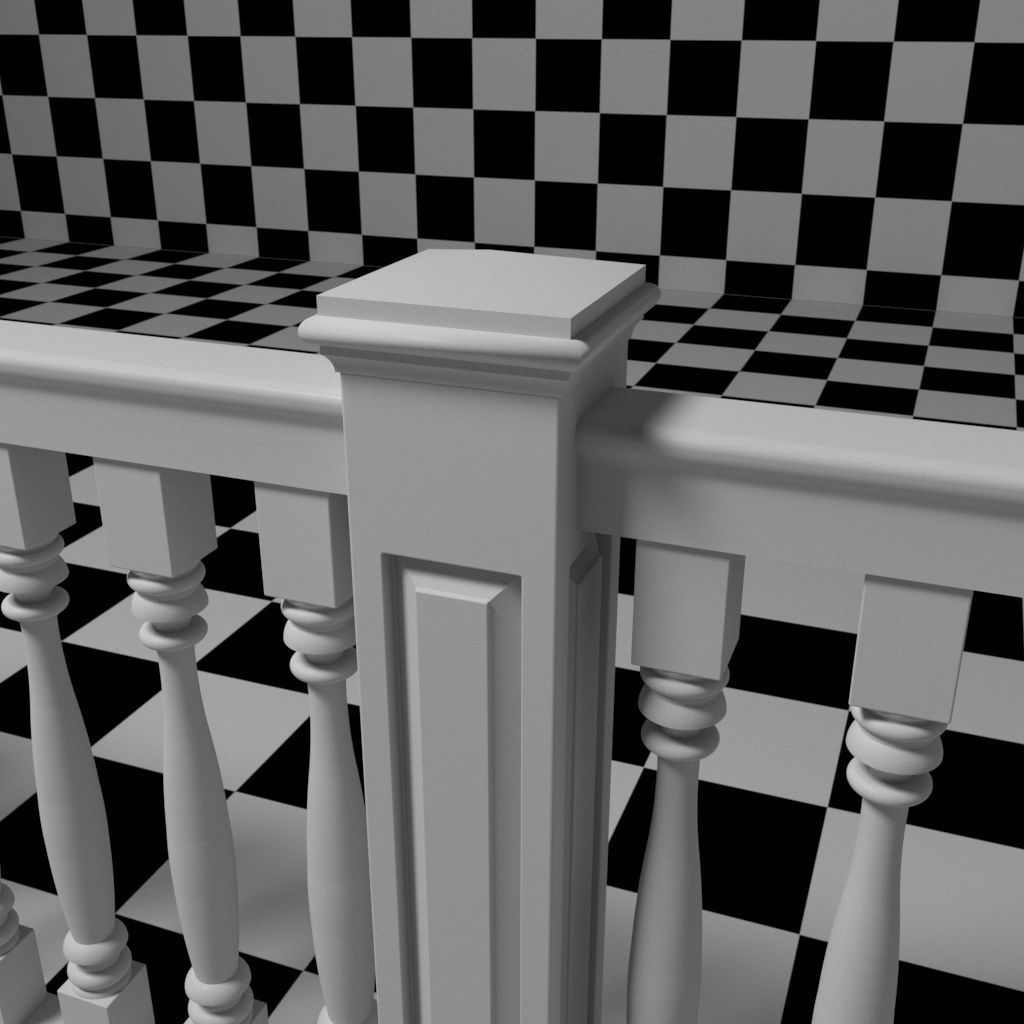 Exterior Railing - White Vinyl - Style 11 3D model_4