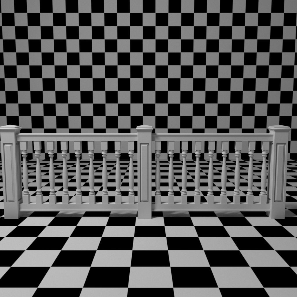 Exterior Railing - White Vinyl - Style 11 3D model_8