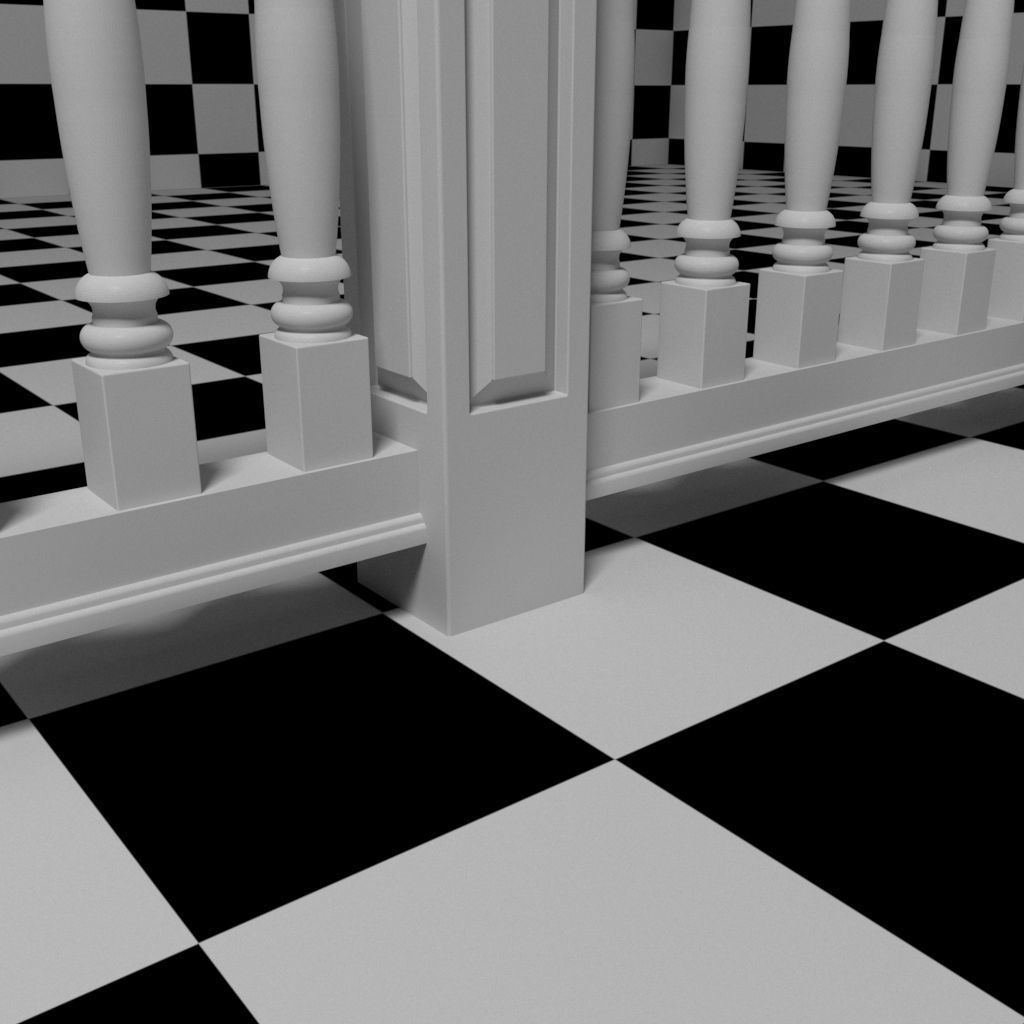 Exterior Railing - White Vinyl - Style 11 3D model_1