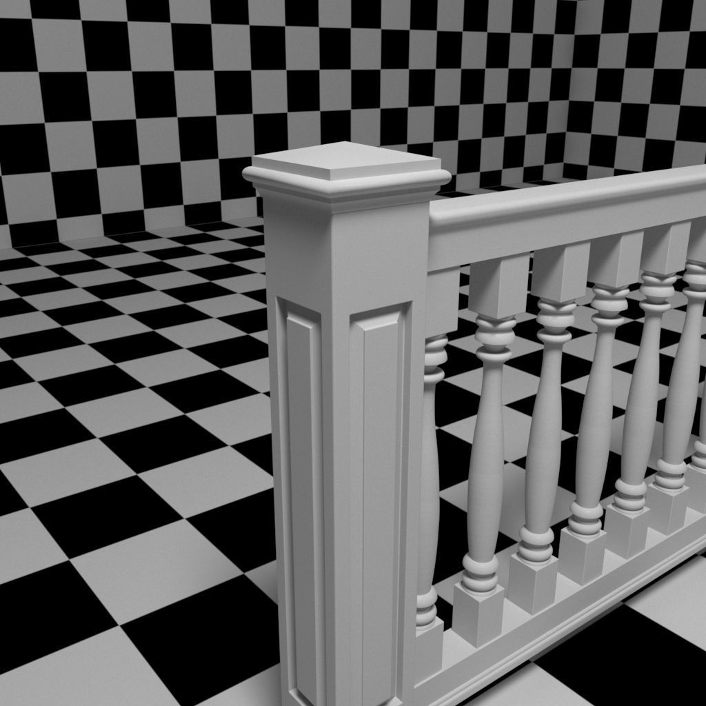 Exterior Railing - White Vinyl - Style 11 3D model_2