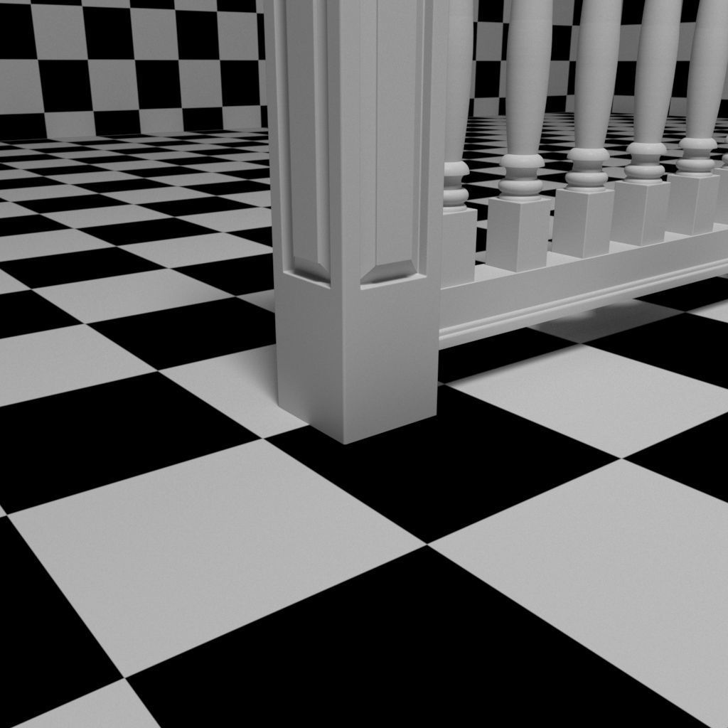 Exterior Railing - White Vinyl - Style 11 3D model_3