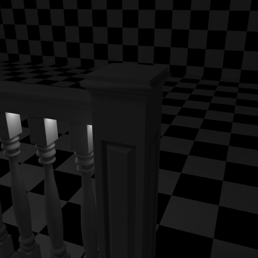 Exterior Railing - White Vinyl - Style 11 3D model_16