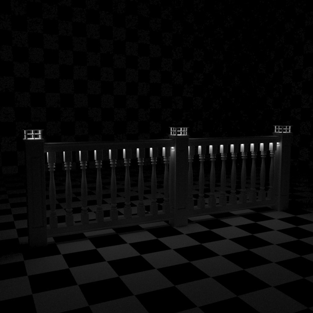 Exterior Railing - White Vinyl - Style 12 3D model_20