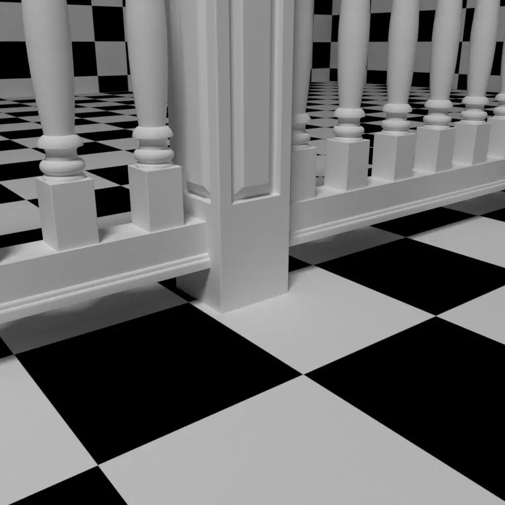 Exterior Railing - White Vinyl - Style 12 3D model_1