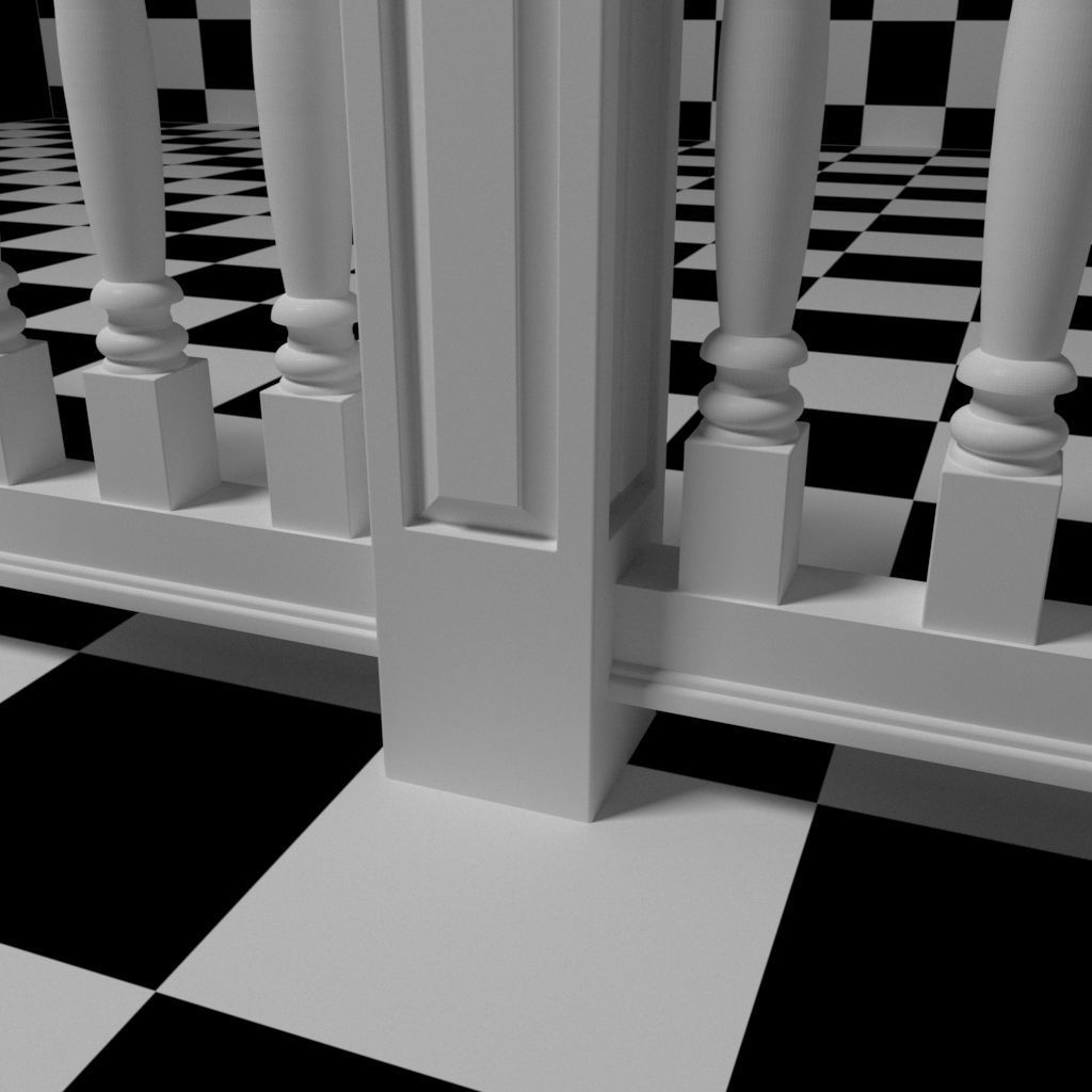 Exterior Railing - White Vinyl - Style 12 3D model_5