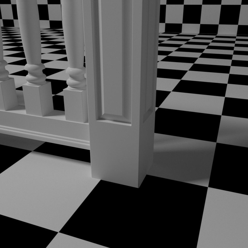 Exterior Railing - White Vinyl - Style 12 3D model_7