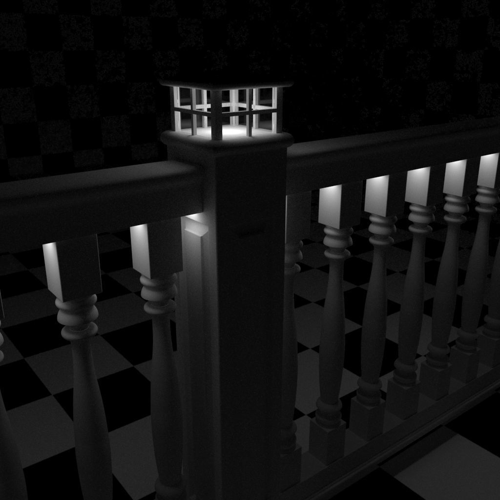 Exterior Railing - White Vinyl - Style 12 3D model_12