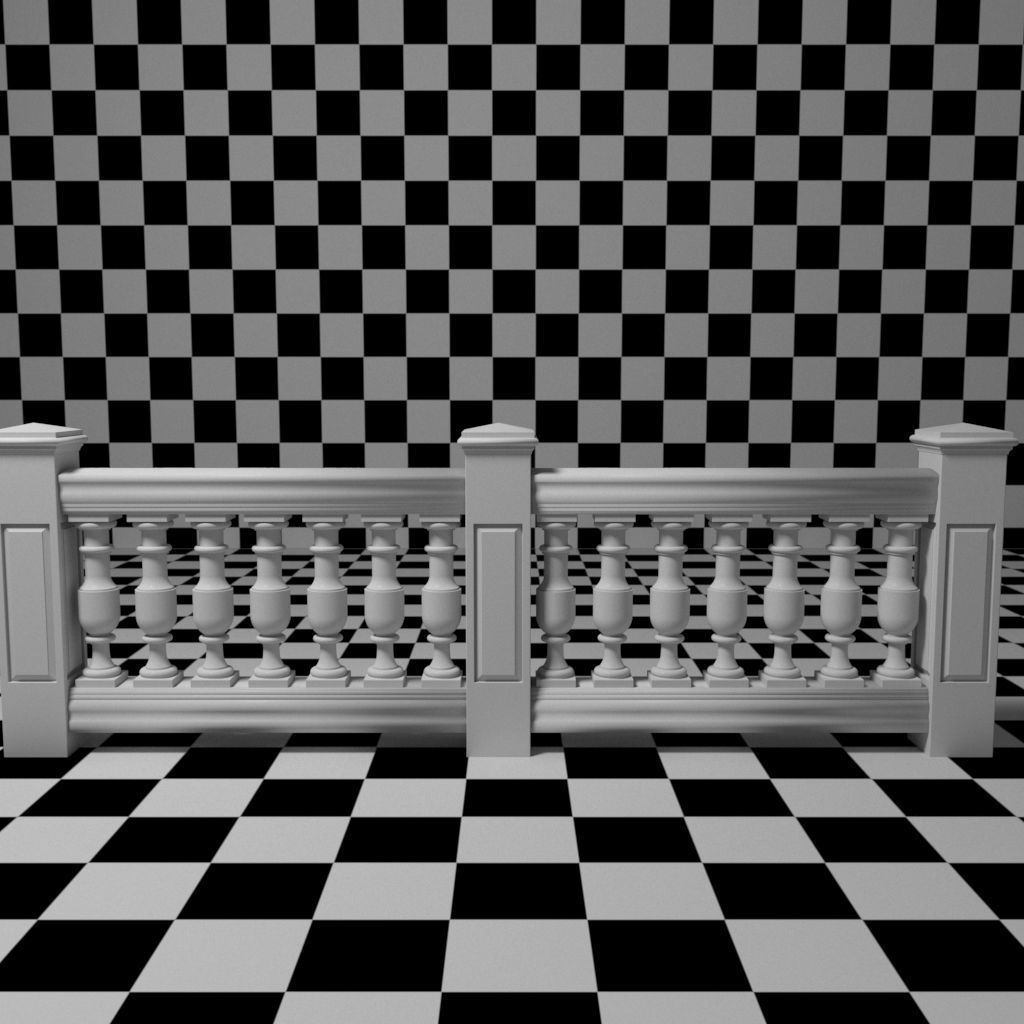 Exterior Railing - White Vinyl - Style 14 3D model_8