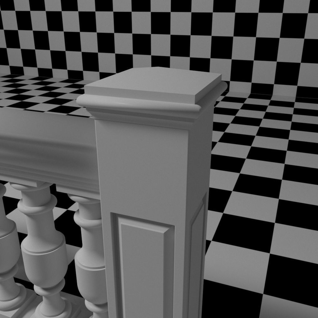 Exterior Railing - White Vinyl - Style 14 3D model_6