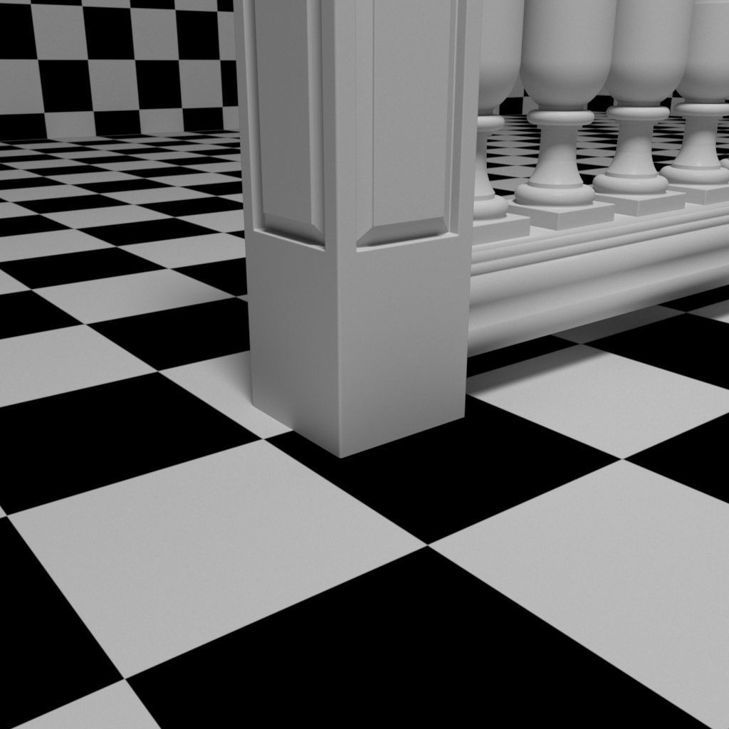 Exterior Railing - White Vinyl - Style 14 3D model_3