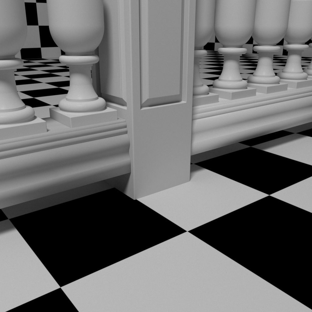 Exterior Railing - White Vinyl - Style 14 3D model_1