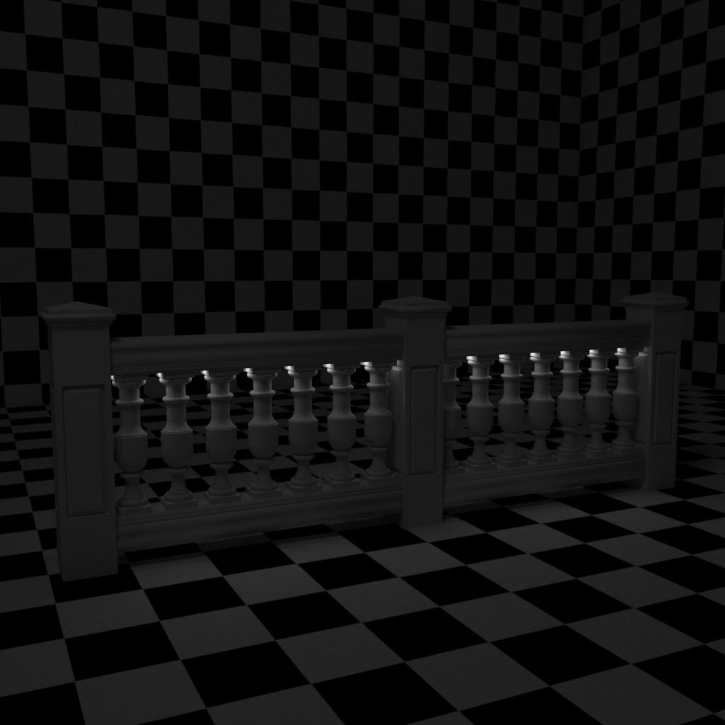 Exterior Railing - White Vinyl - Style 14 3D model_19