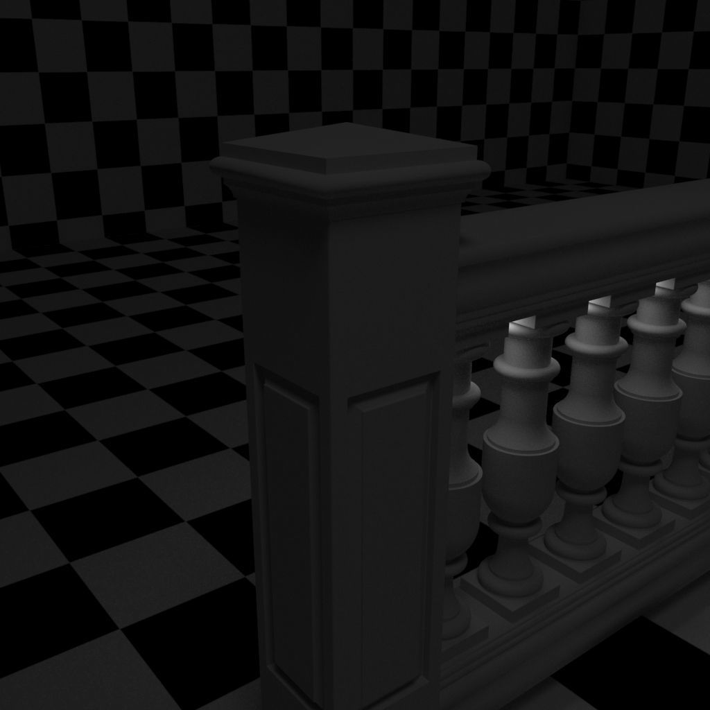 Exterior Railing - White Vinyl - Style 14 3D model_12