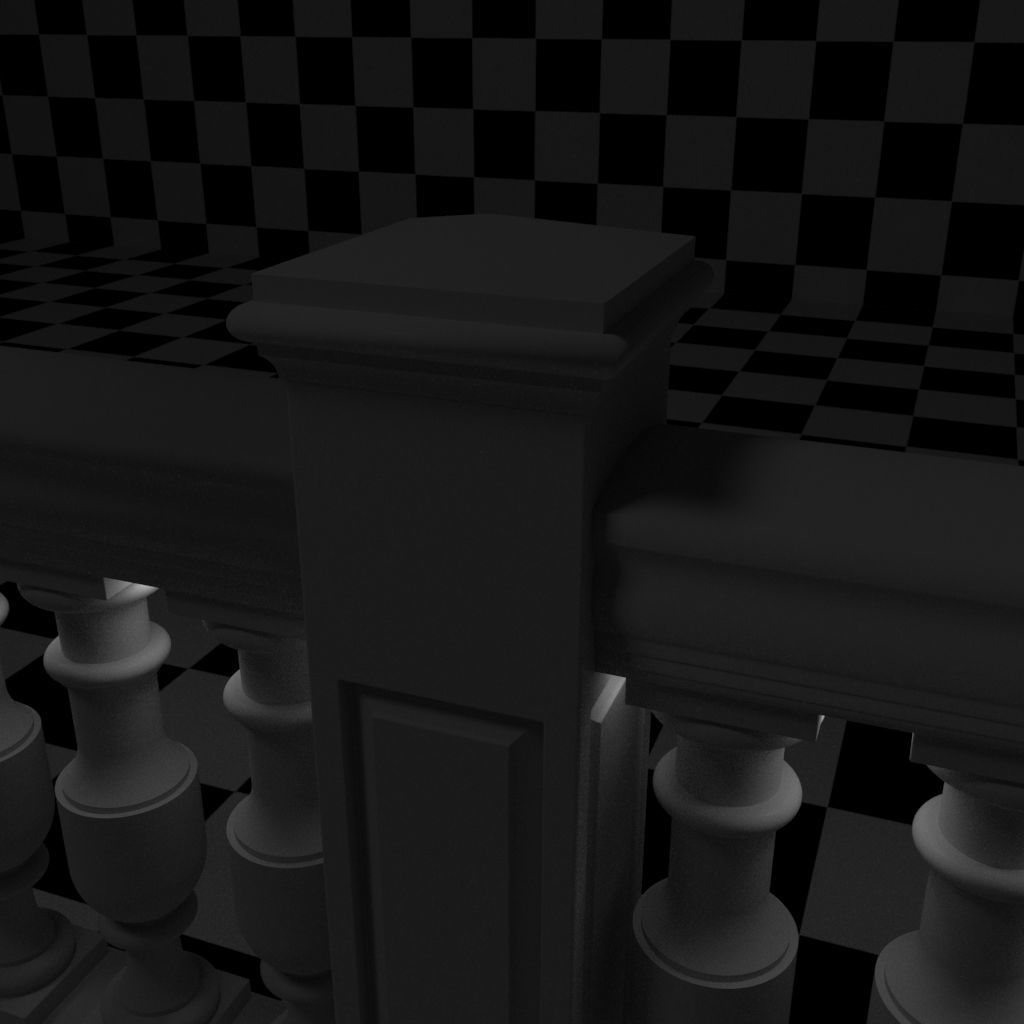 Exterior Railing - White Vinyl - Style 14 3D model_14