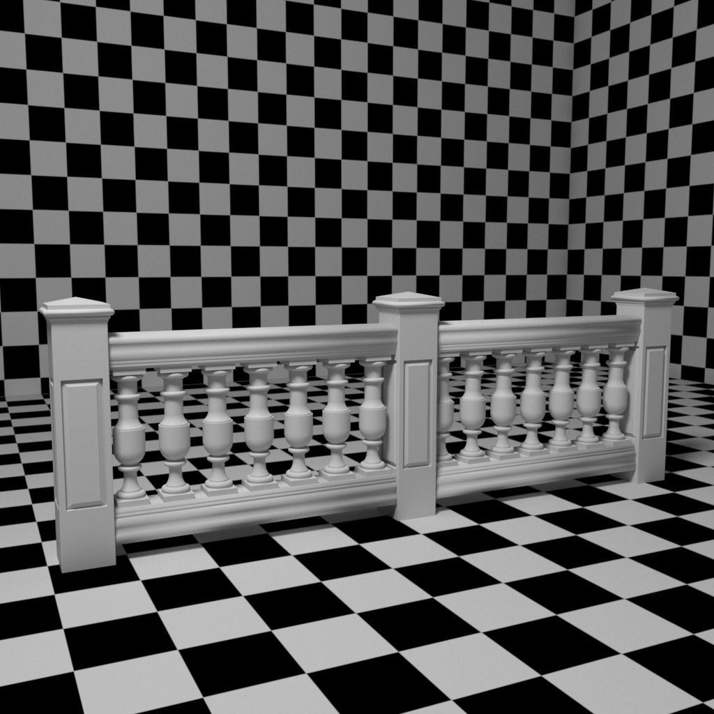 Exterior Railing - White Vinyl - Style 14 3D model_9