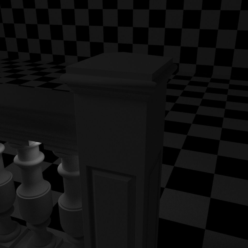 Exterior Railing - White Vinyl - Style 14 3D model_16