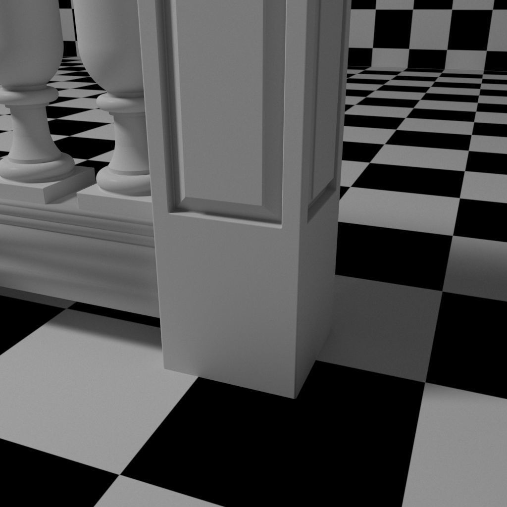 Exterior Railing - White Vinyl - Style 14 3D model_7