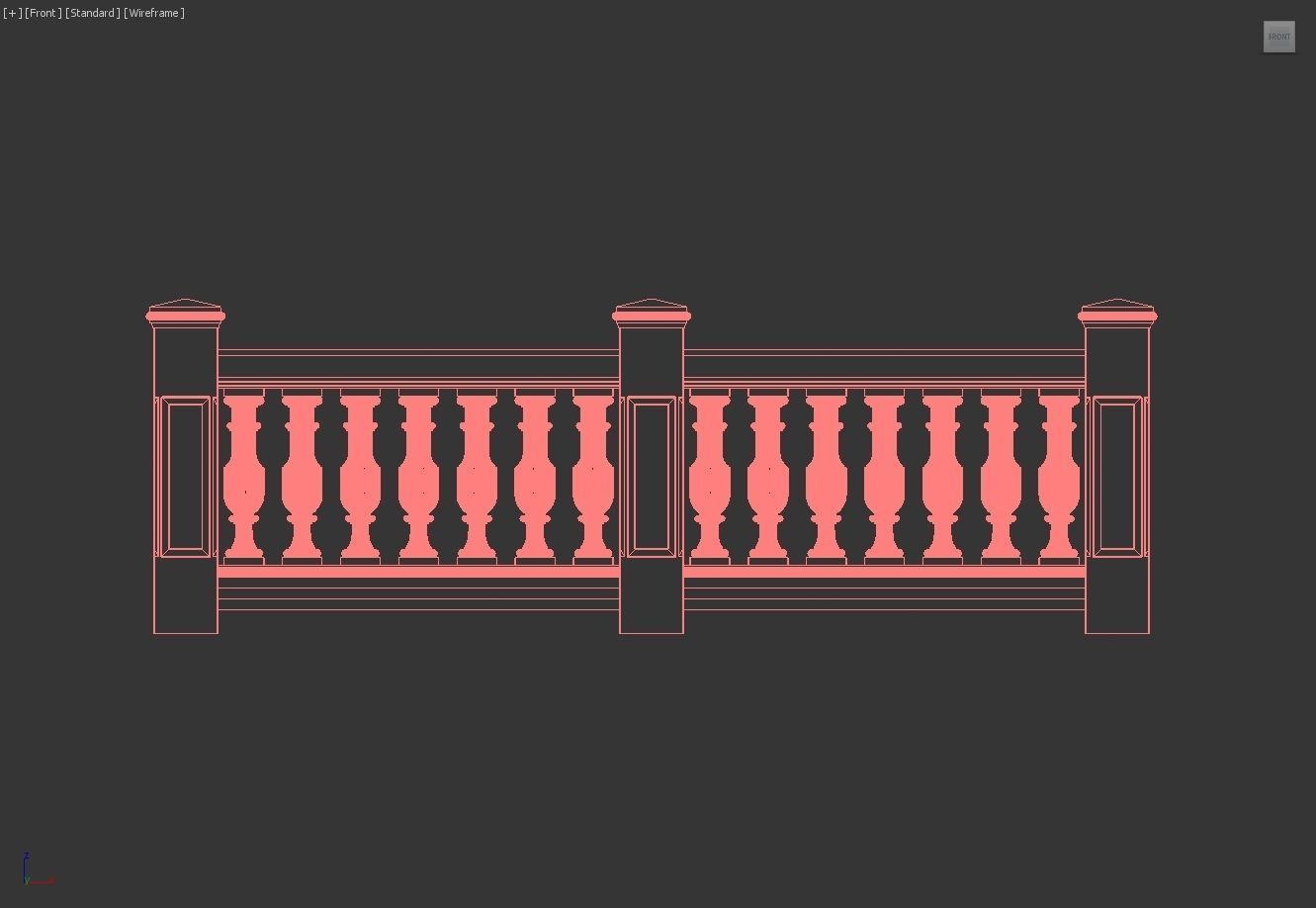 Exterior Railing - White Vinyl - Style 14 3D model_20