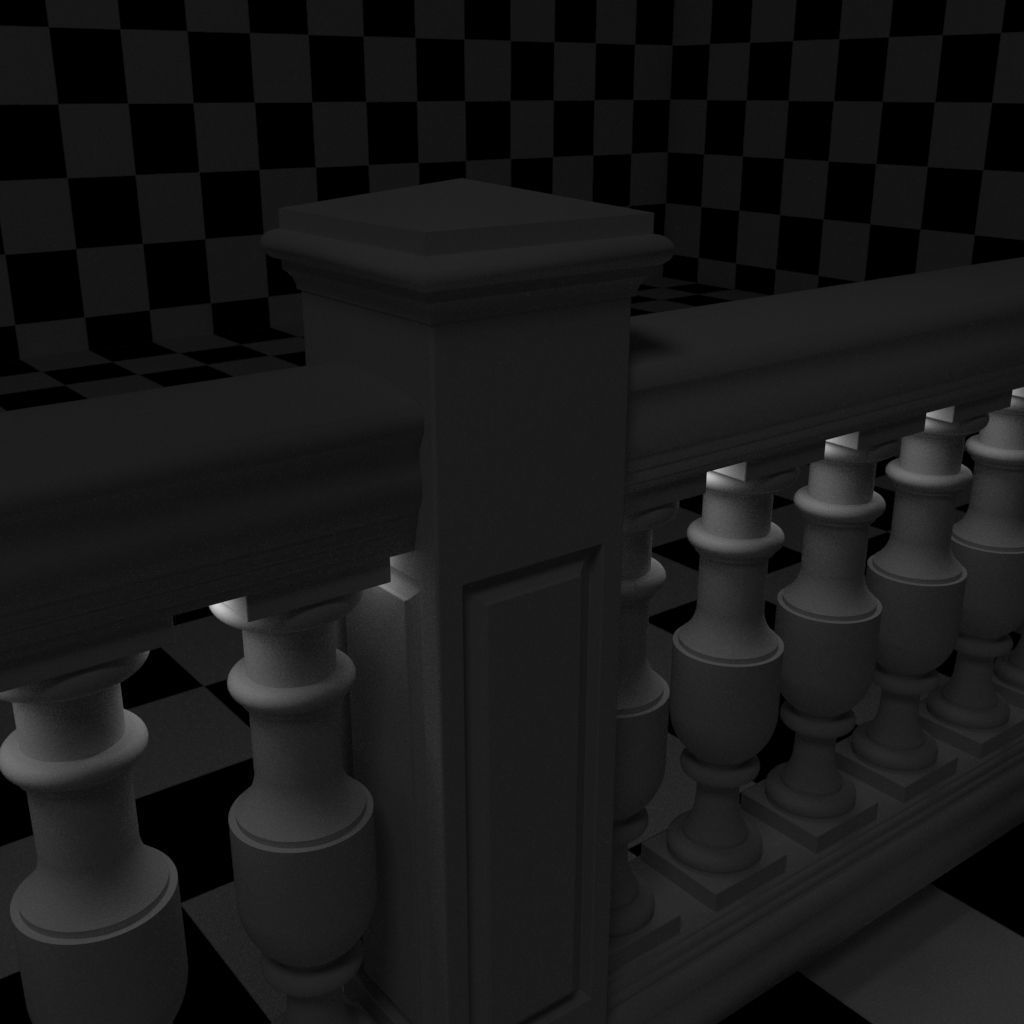 Exterior Railing - White Vinyl - Style 14 3D model_10