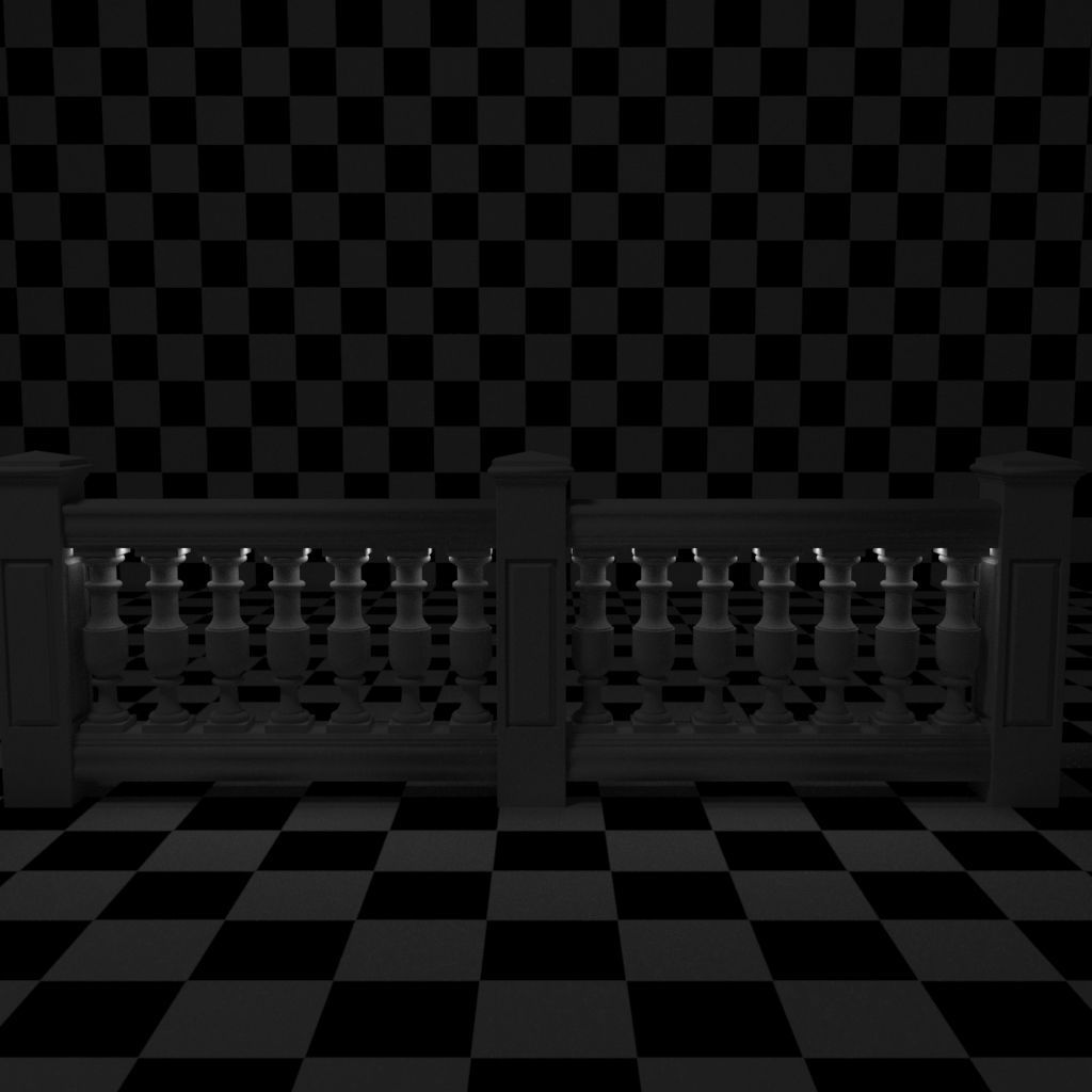 Exterior Railing - White Vinyl - Style 14 3D model_18